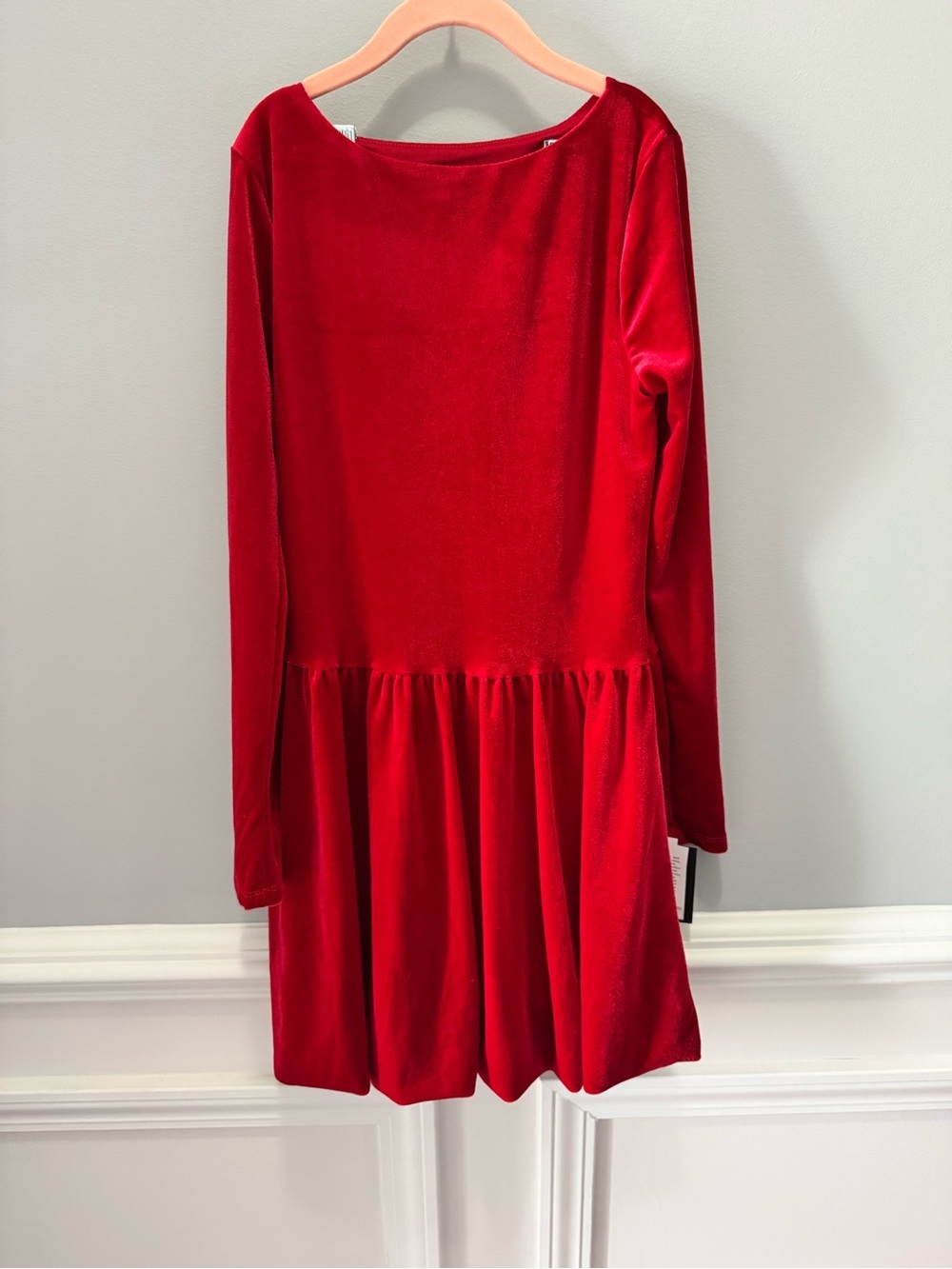 art class Red Velvet Long-Sleeve Twirl Dress - Picture 3 of 9